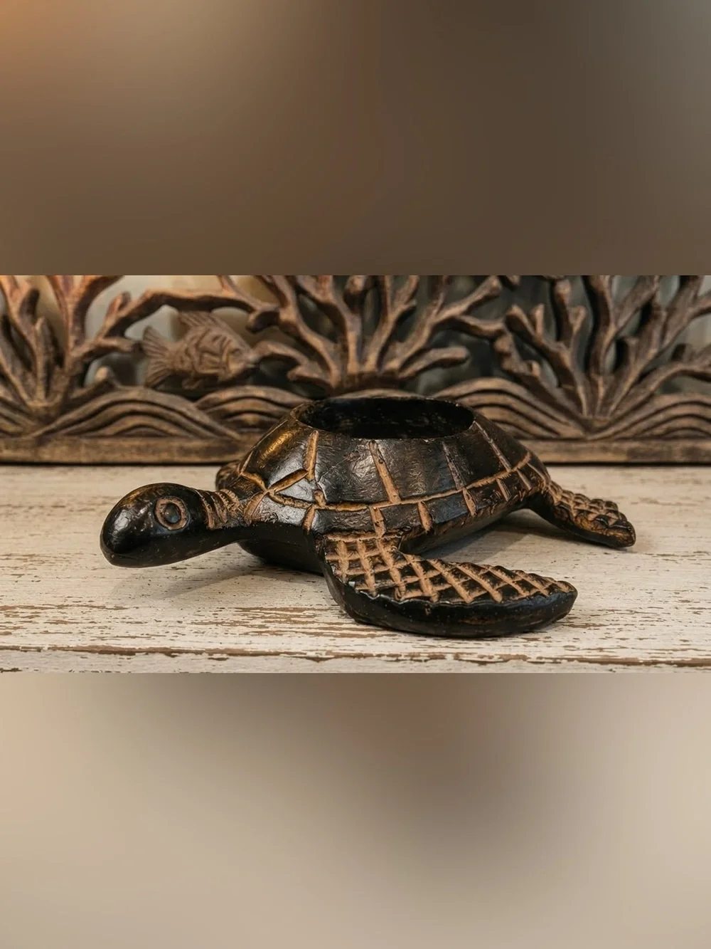 CAST IRON SEA TURTLES VOTIVES CANDLEHOLDER COASTAL DECOR SET OF 2